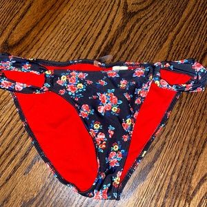 Black & floral swim suit bottom